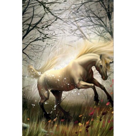 Horses White Bright Diamond Painting Kit