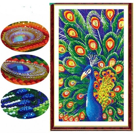 Special Shaped Animal Peacock Blue Diamond Painting Kit