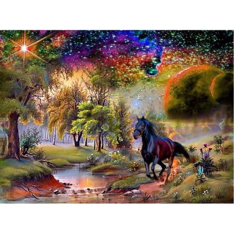 Black Horse Diamond Painting Kit