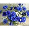 White and blue flowers Diamond Painting Kit