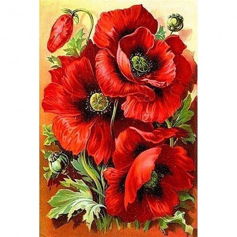 Red Flowers Diamond Painting Kit