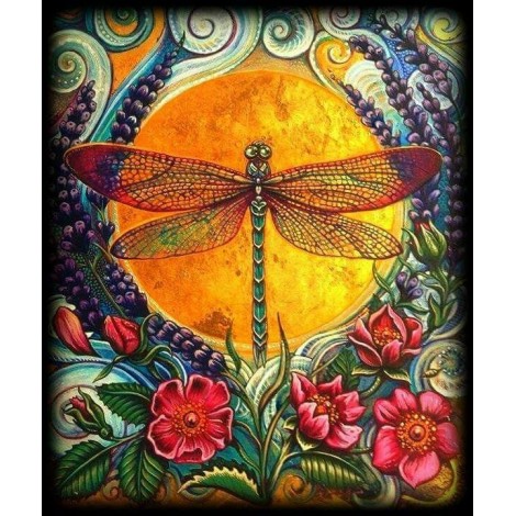 Dragonfly Colors Orange Diamond Painting Kit