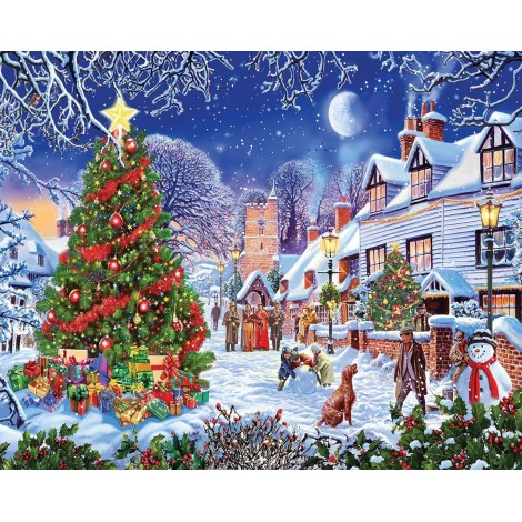 Village Christmas Tree Diamond Painting Kit