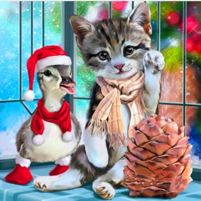 Christmas Cat And Du...